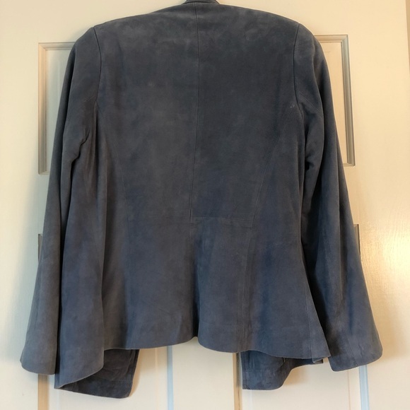 Periwinkle Blue Suede Princess-Seamed Jacket - Picture 4 of 6